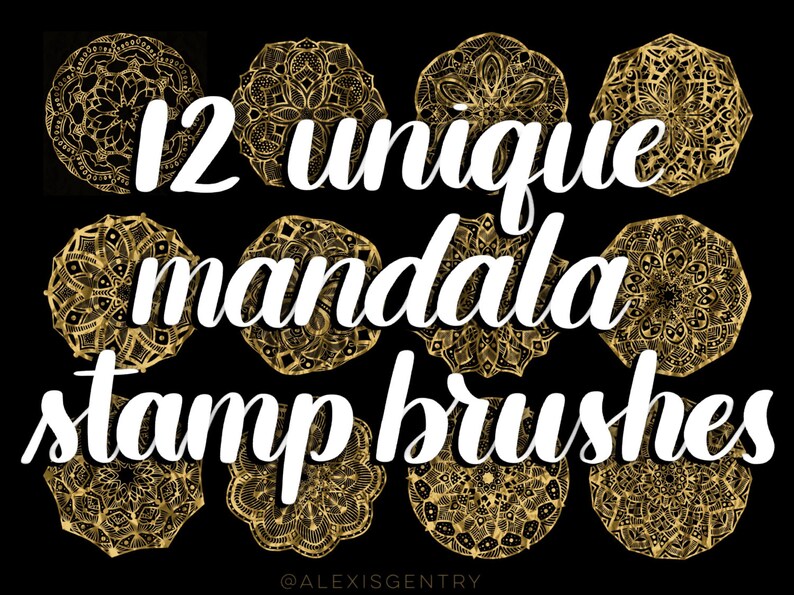 Mandala stamp brushes for Procreate with bonus foil textures image 1