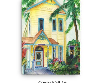 Roatán, Honduras Colorful Yellow Tropical Shopfront, Fine Art Print or Canvas Print