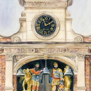 Henry Ford Museum, Arten-Historisches Gebäude in Greenfield Dorf — Aquarell Giclée Fine Art Druck