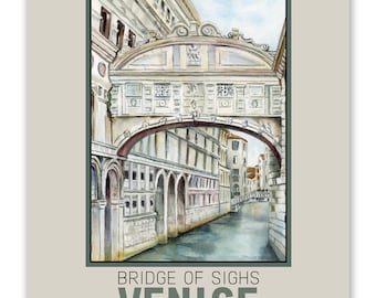 Bridge of Sighs-Venice, Italy, Travel Watercolor Poster
