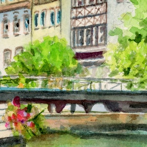Strasbourg, La Petite France Canal Travel Watercolor Fine Art Paper OR Canvas Print image 6