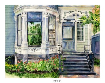 Lincoln Park Chicago Victorian House Watercolor Art Print