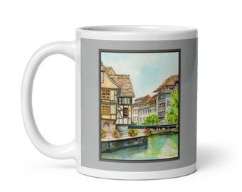 Coffee Mug with painting of Strasbourg, La Petite France — Canal— Travel