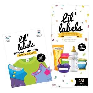 Daycare Value Pack (Playful Patterns bottle labels and Bright White clothing labels) FREE ship in US