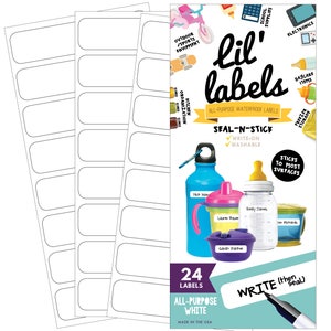 All-Purpose Labels (All-Purpose White 24pk / waterproof labels for daycare / dishwasher-safe labels for school) FREE ship in US