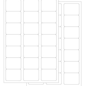 May include: A sheet of white labels with rounded corners, divided into three columns of six labels each.