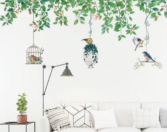 Wall Stickers Bird Birdcage Bedroom Vintage Art Decals Vinyl Decor Room Home LH