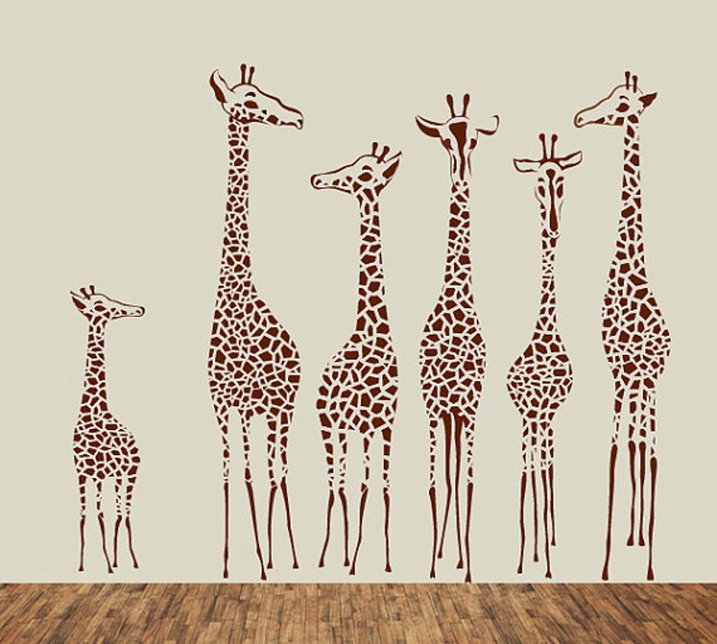 Vinyl Wall Decal Nursery Cute Six Giraffe Family Giraffes Etsy