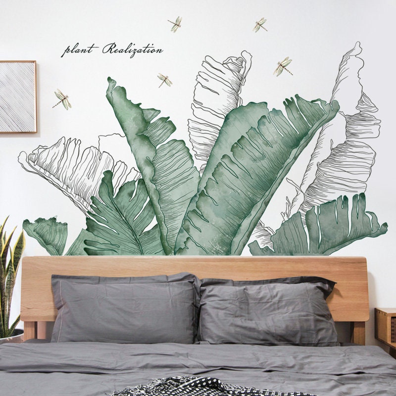 Large Custom Size Green Banana Leaf Wall Stickers Farmhouse Etsy