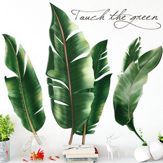 Removable Wall Stickers Tropical Plant Leaves Pattern Home Room Wall Decal