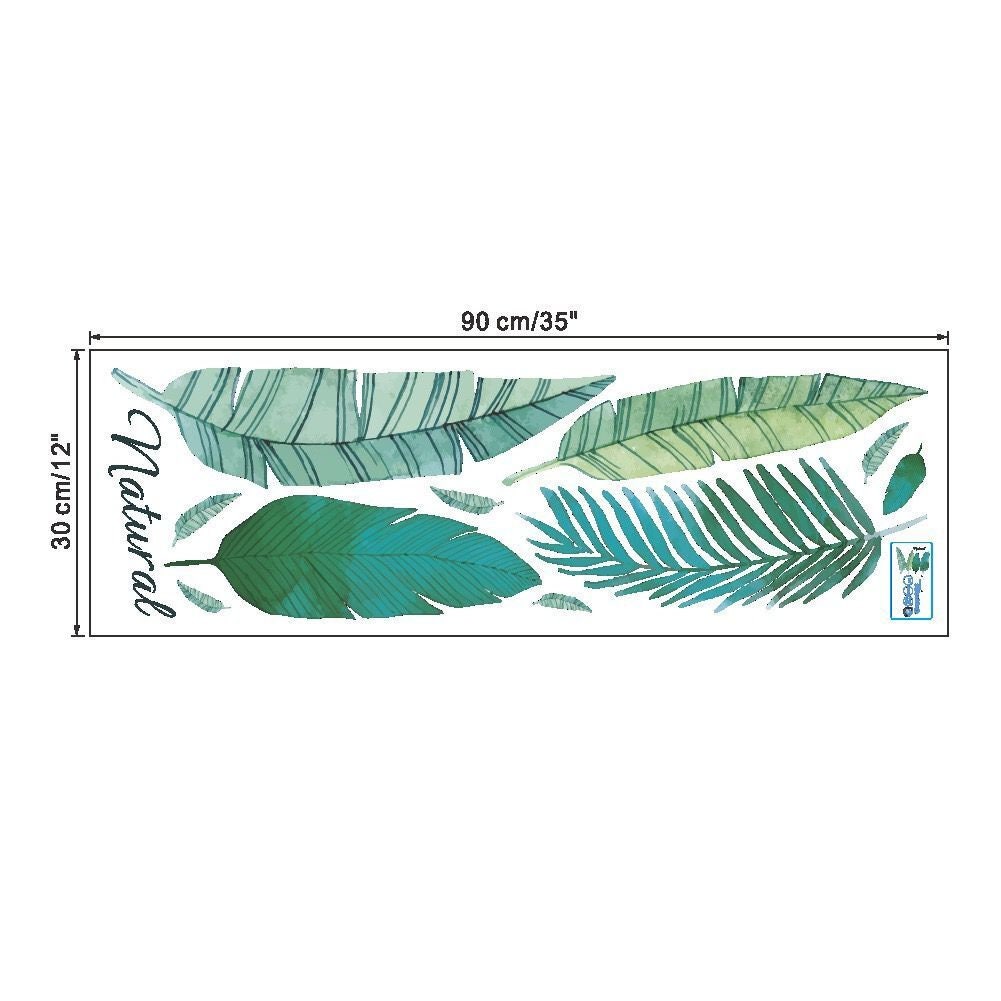 Four single green leaf wall Decals natural planting living Etsy