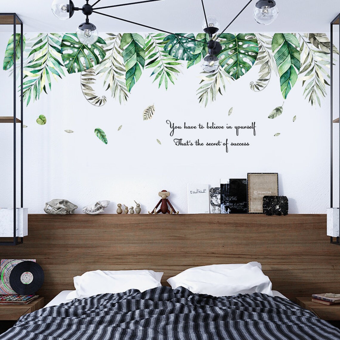 Custom Size Fresh Green Leaf Wall Stickers Hand Painted Etsy