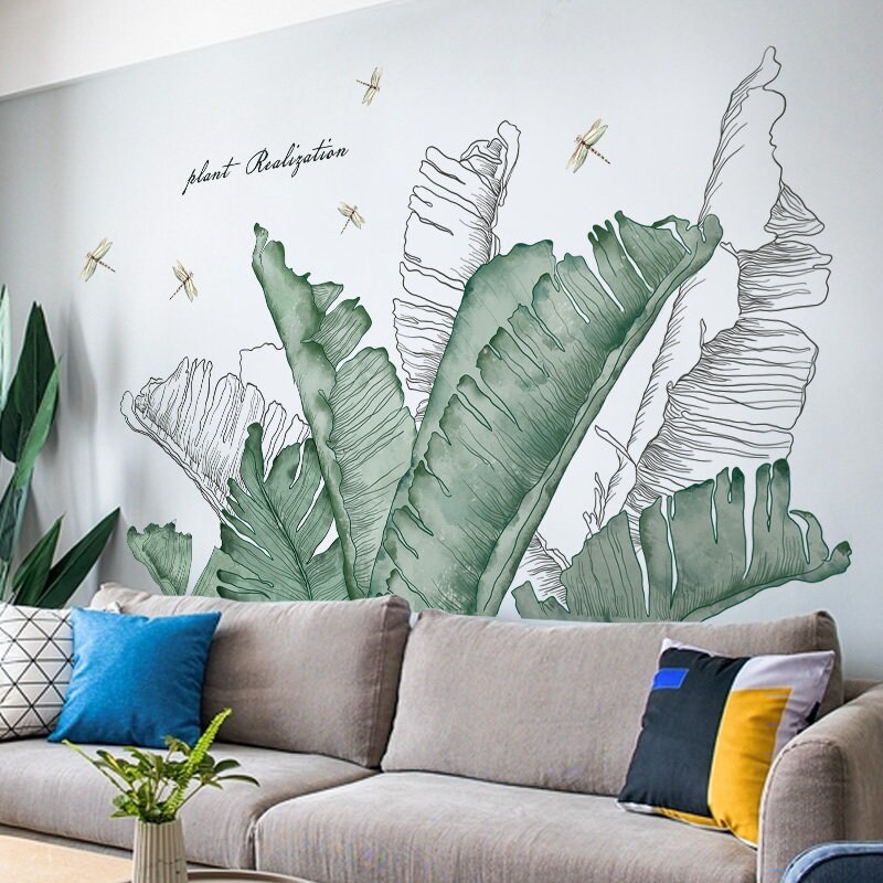 Large Custom Size Green Banana Leaf Wall Stickers Farmhouse Etsy
