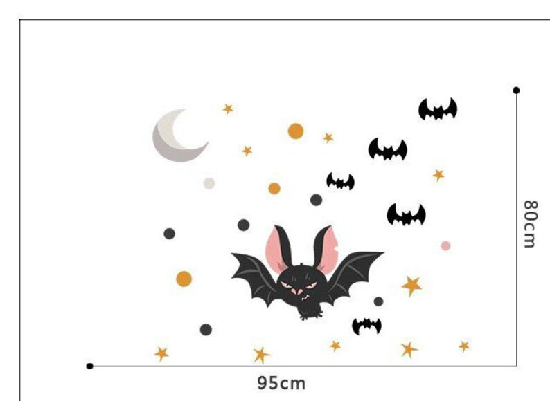 Halloween Bats Wall Decal Cute Animal Kids Room Wall Etsy