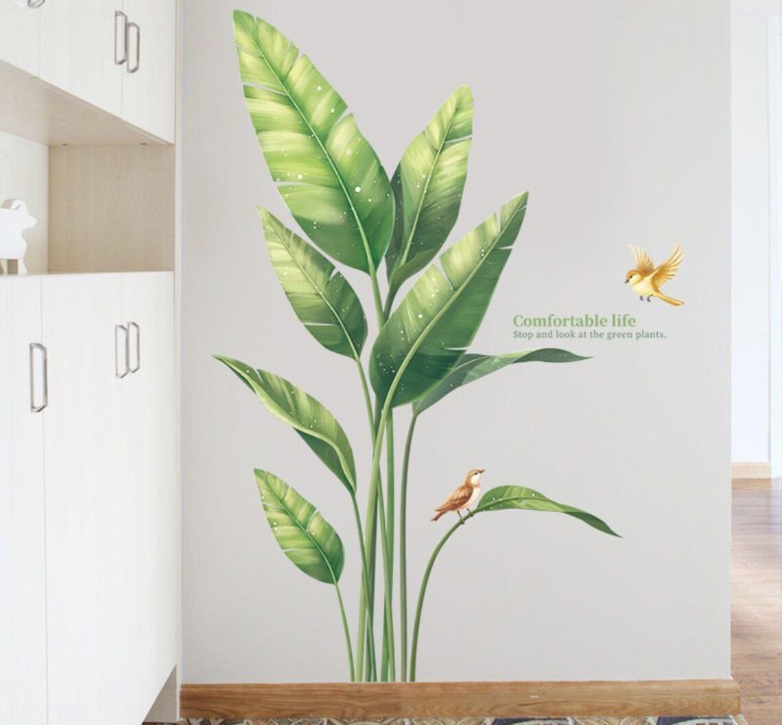 Growing green plant wall decals single tree botany door Etsy