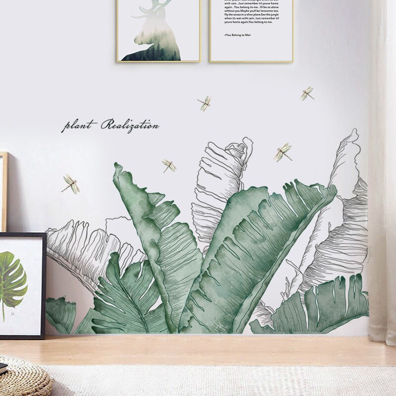 Large Custom Size Green Banana Leaf Wall Stickers Farmhouse Etsy