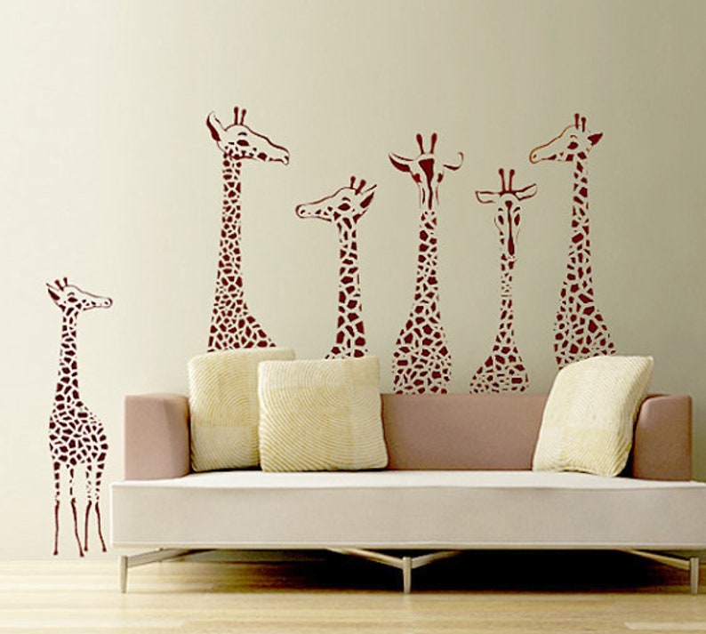 Vinyl Wall Decal Nursery Cute Six Giraffe Family Giraffes Etsy