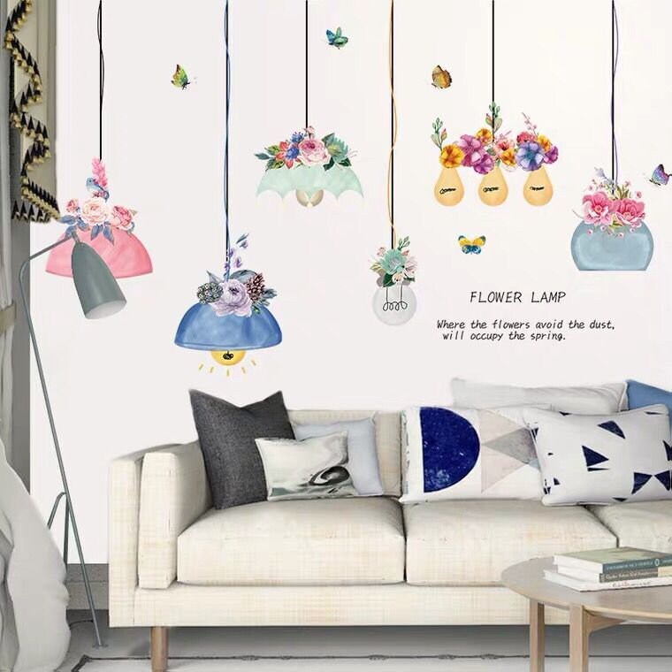 Cute hanging flower lamp wall stickersromantic butterfly Etsy