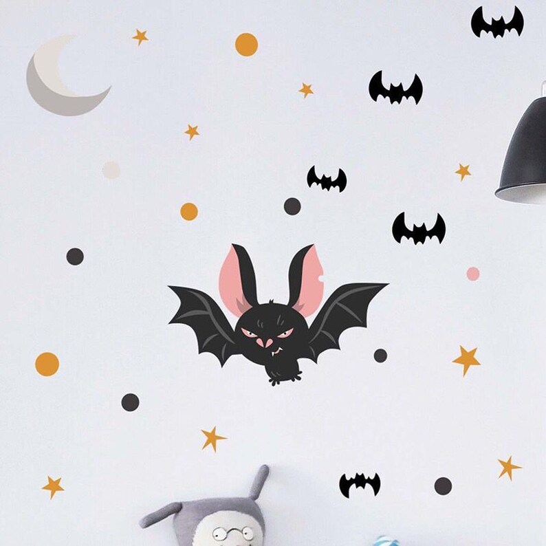 Halloween Bats Wall Decal Cute Animal Kids Room Wall Etsy