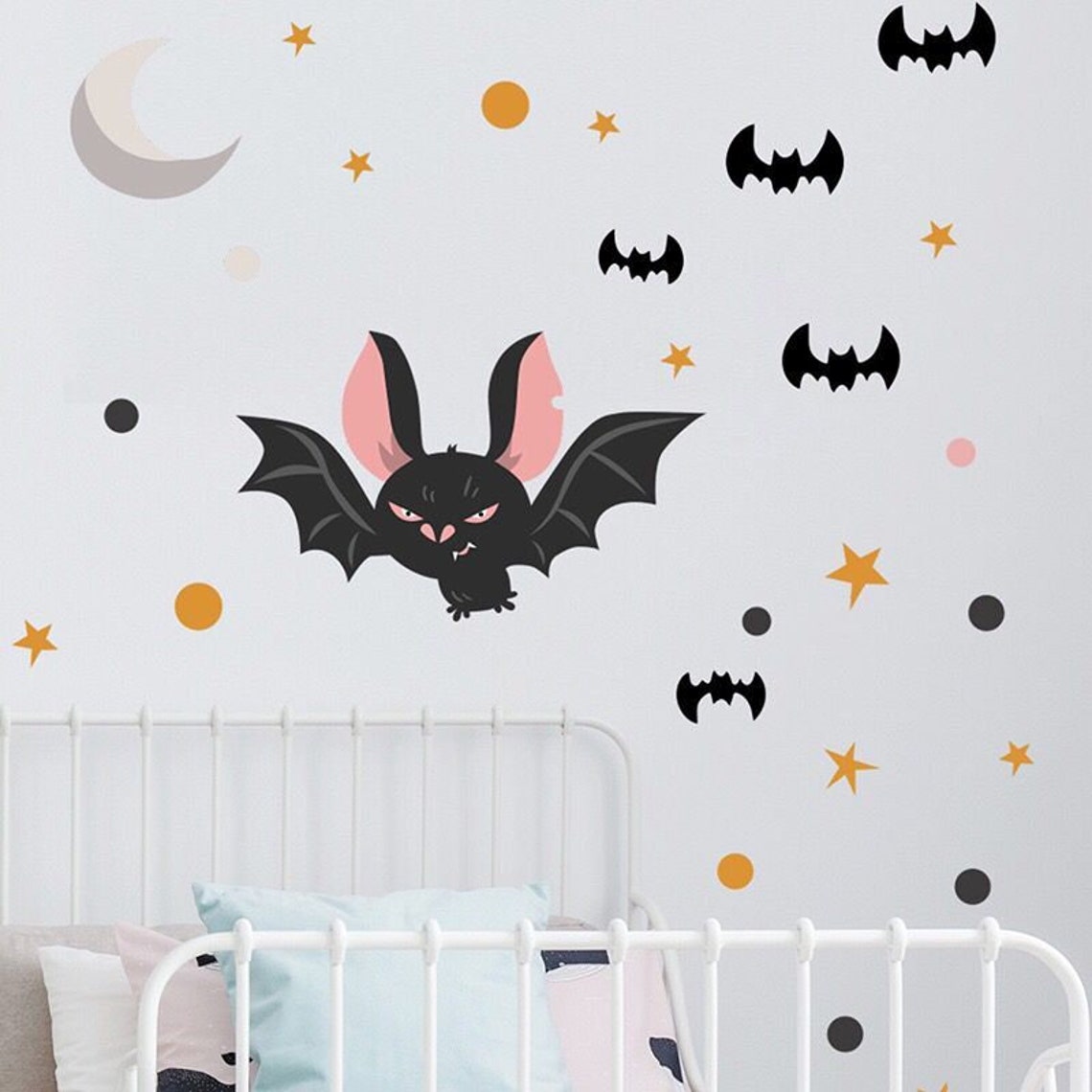 Halloween Bats Wall Decal Cute Animal Kids Room Wall Etsy