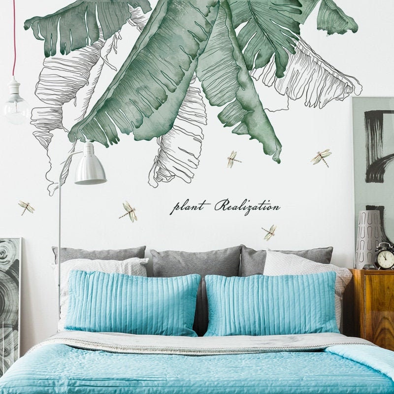 Large Custom Size Green Banana Leaf Wall Stickers Farmhouse Etsy