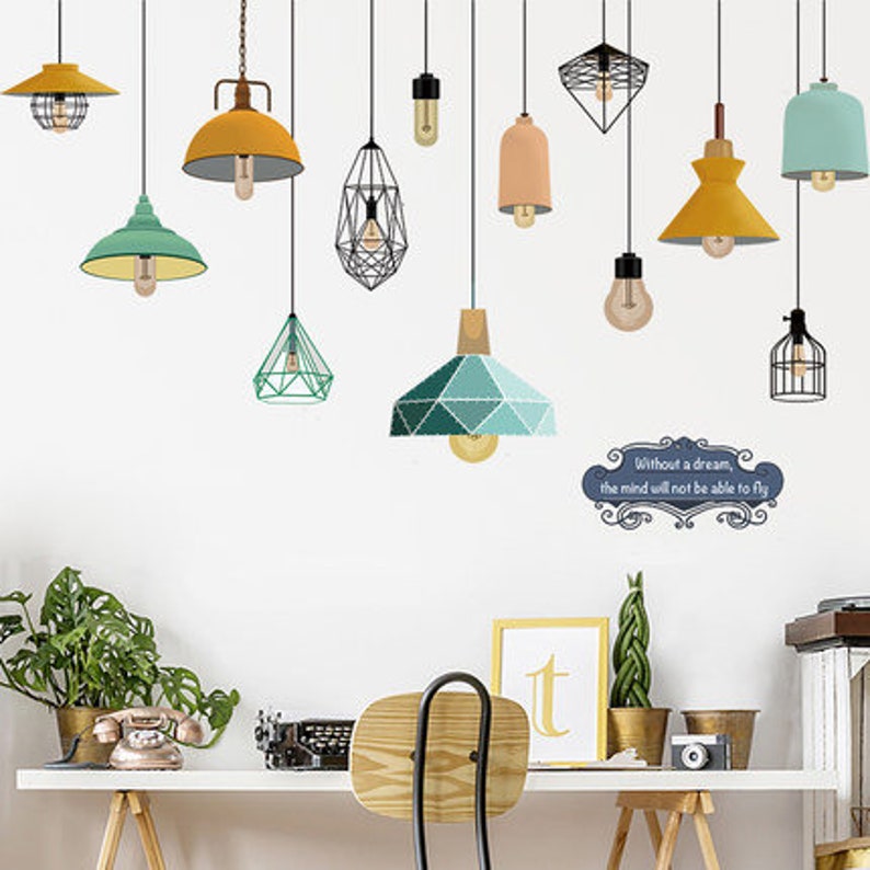 Colorful Light Bulb Stickers Lights Home Decors Removable Etsy
