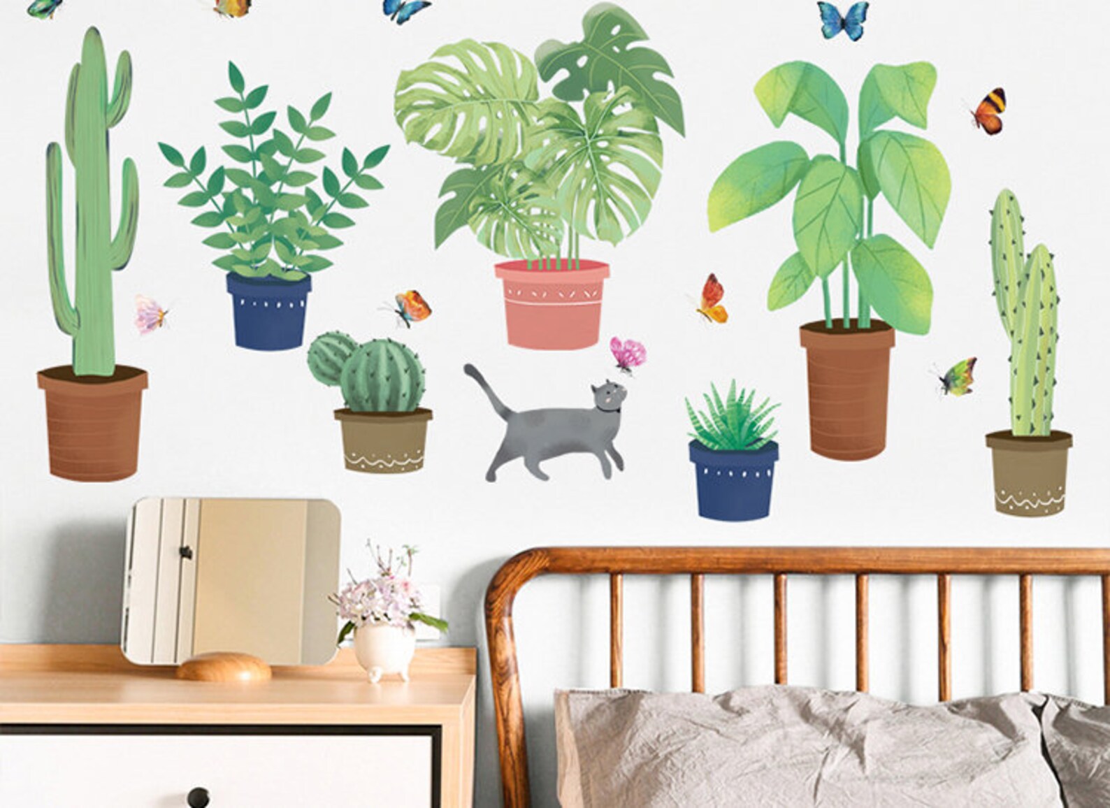Custom size fresh green potted plants wall stickers pots Etsy