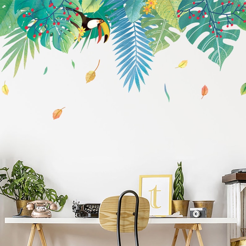 Tropical wall sticker plants Decal leaf Home decor Removable Etsy
