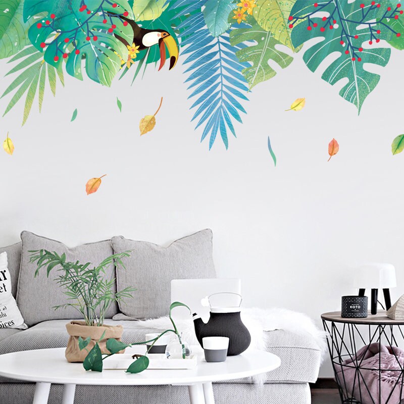 Tropical wall sticker plants Decal leaf Home decor Removable Etsy
