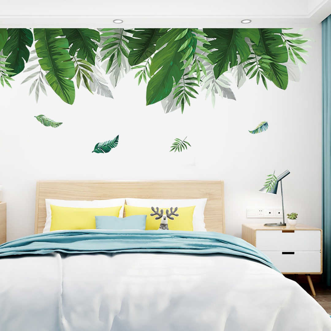 Large Custom Size Fresh Green Leaf Wall Stickers Tropical Etsy UK