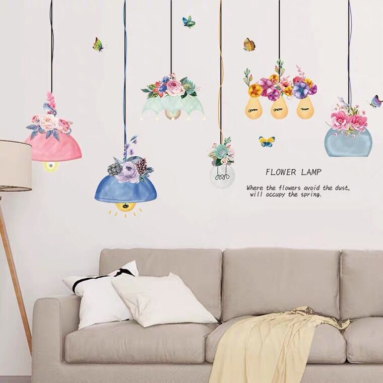 Cute hanging flower lamp wall stickersromantic butterfly Etsy
