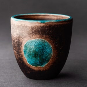 Blue Moon Cup - Pottery Coffee Cup - Handmade Ceramic Tea Mug - Nature home decor - Full Moon Cup - Handleless Cup - Blue Crackle Mug