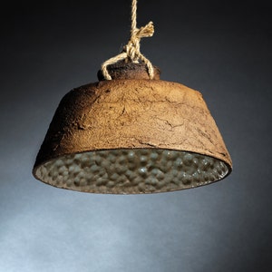 Ceramic lamp shade Pendant lights Blue and brown lamp Interior design Swag lighting Loft Nature home decor Ceramic lighting image 1