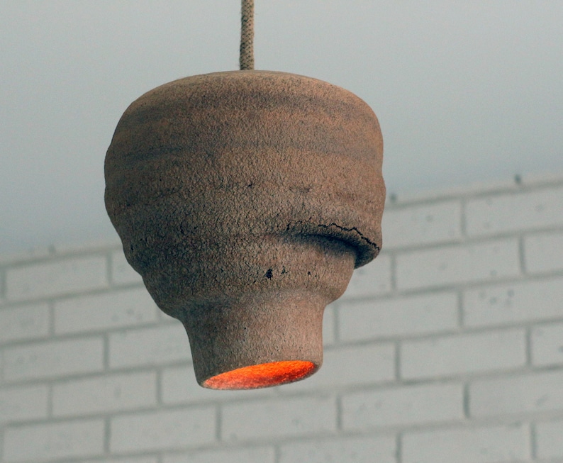 Ceramic lamp shade Ceramic pendant light Ceramic chandelier Clay pendant light Terracotta pendant light Clay lamp Hanging light image 2