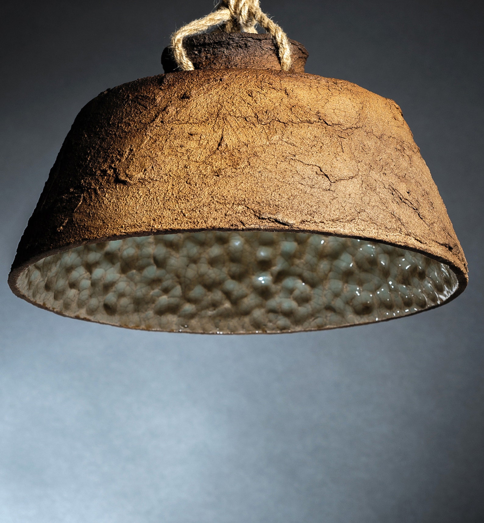 Ceramic lamp shade Pendant lights Blue and brown lamp Etsy