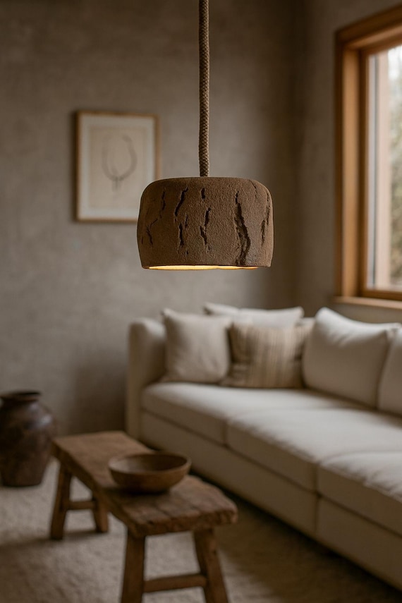 Rustic Wabi Sabi Ceramic Pendant Lamp