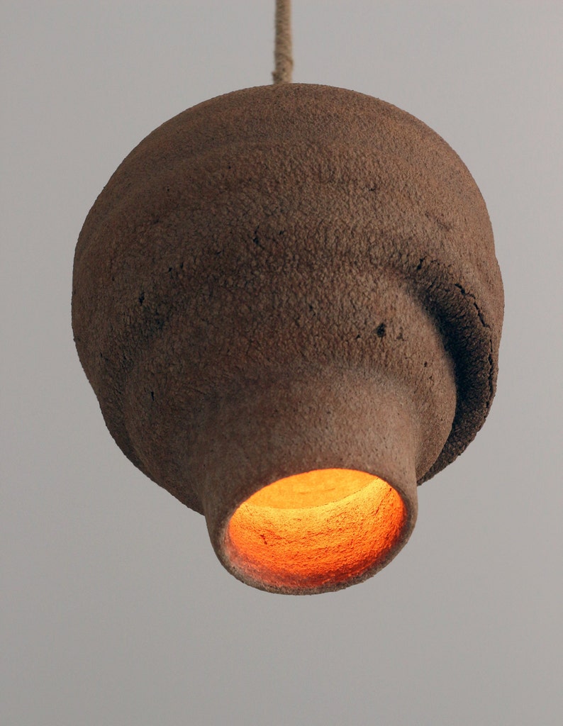 Ceramic lamp shade Ceramic pendant light Ceramic chandelier Clay pendant light Terracotta pendant light Clay lamp Hanging light image 3