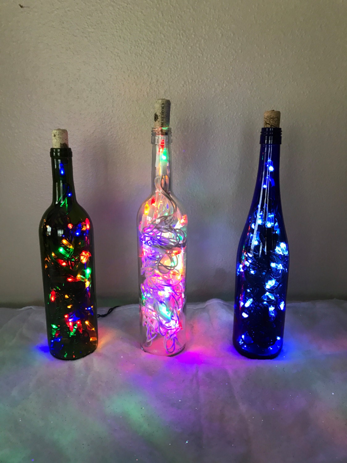  Christmas Light Wine Bottle Etsy