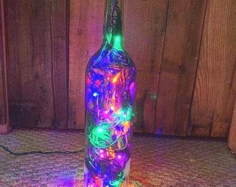 Christmas Light Wine Bottle with Twinkling Lights