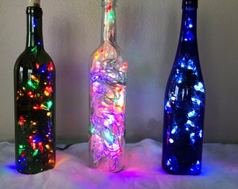 Christmas Light Wine Bottle