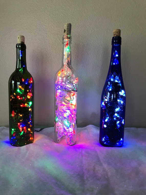 Christmas Light Wine Bottle