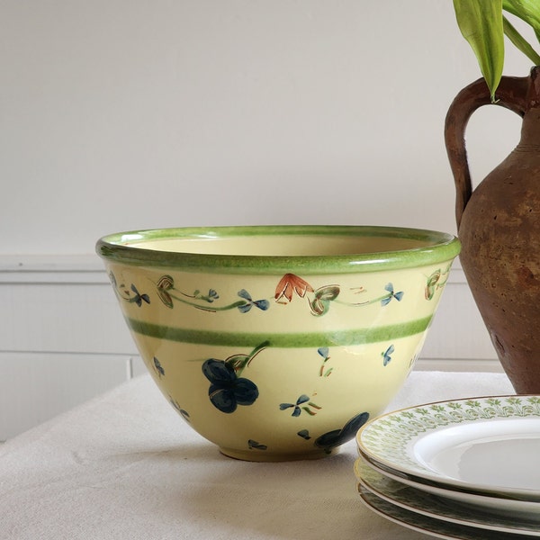 Large Mixing Bowl Vintage Guirlandes Bleues Ambiance Ceramic Pattern Kitchen Bowl Vintage Bakeware Bread Bowl