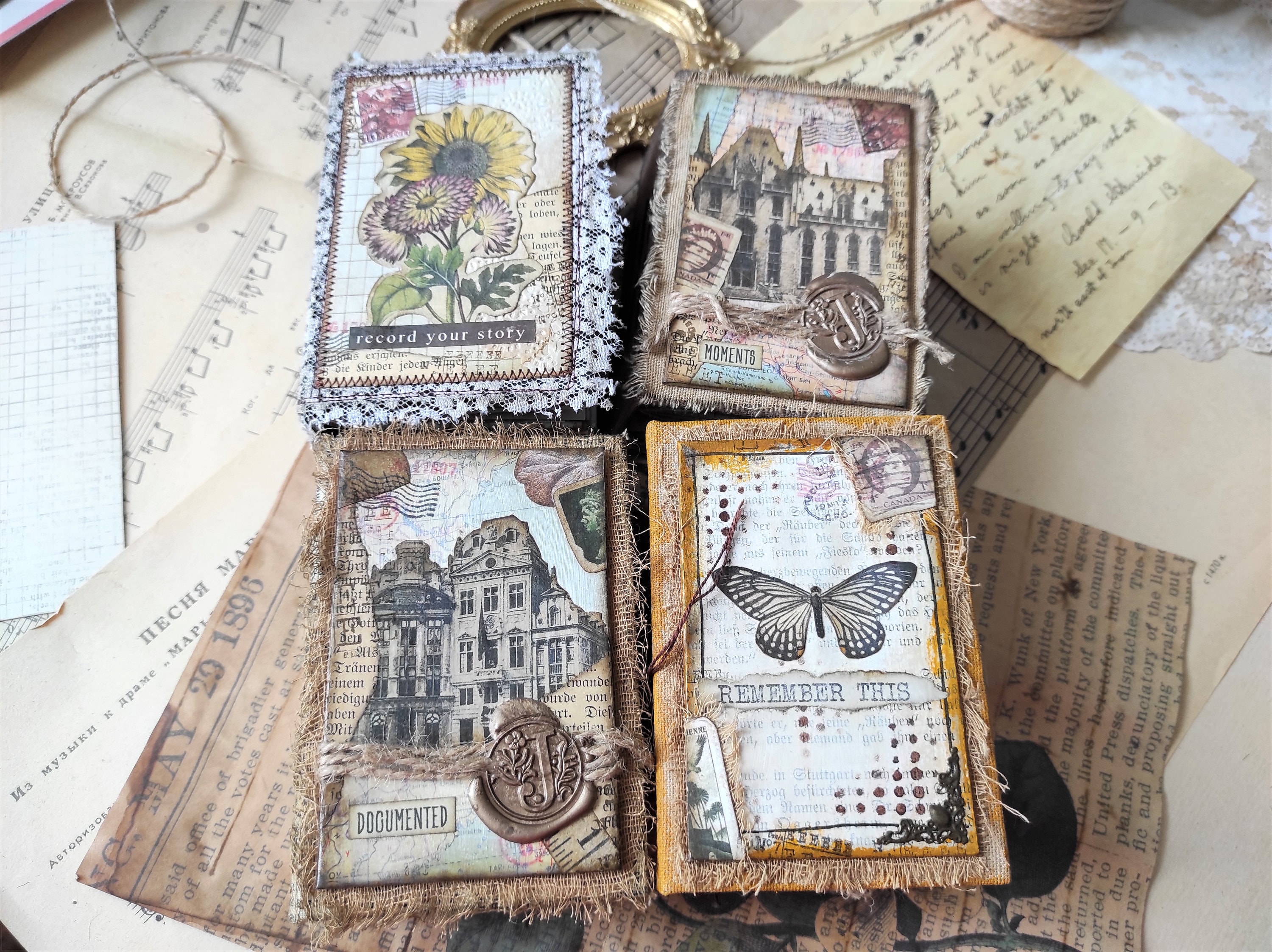 Examples of Mixed Media Vintage Journals Tiny Junk Journals Etsy