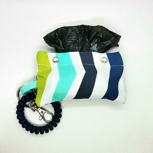 Dog Poo Bag Holder - Dog Poop Bag Holder - Dog Waste Bag Holder - Dog Gift - Dog Accessories - Stripes - Blue and Green