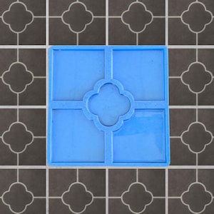 Daisy Deco Relief Tile Silicone Mold for Cement 8x8” Quatrefoil Pattern, Reusable DIY Mold for Concrete, Floor Tile Moulds Stepping Stone