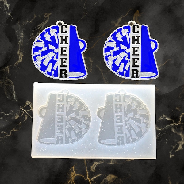 Cheer Megaphone Pom Pom Earring Mold, Sports Team, Cheerleading DIY Jewelry UV Epoxy Silicone