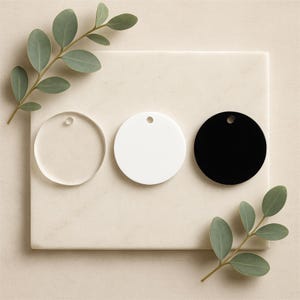 Custom Round Acrylic Blanks, Clear, White, Black Bulk Circle Cast Laser Cut for Mold Making, Earrings, Craft Supplies, Ornaments, Toppers