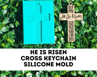 He is Risen Cross Keychain Silicone Mold, Christian Easter Mold, Religious Jewelry, Crucifix, Resurrection, Resurrectix, Easter Gift