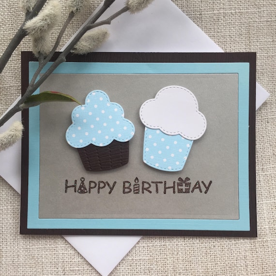 Personalised Handmade Vintage Bunting Cupcakes Birthday Card