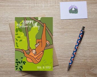 Happy Mother's Day - Orangutan Mother - Mother's Day - Greetings Card - Blank